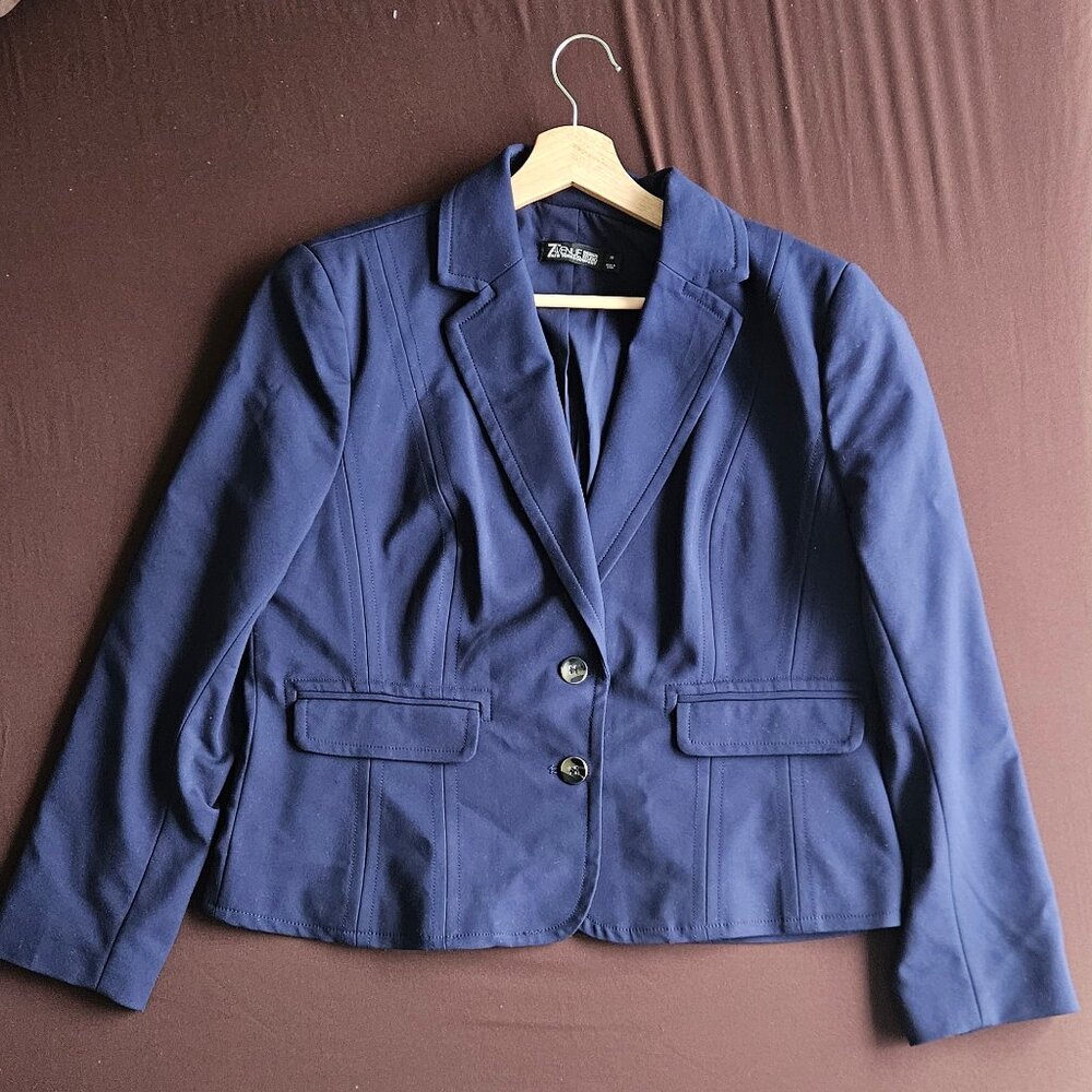 New York & Company Navy Blue Lined Blazer